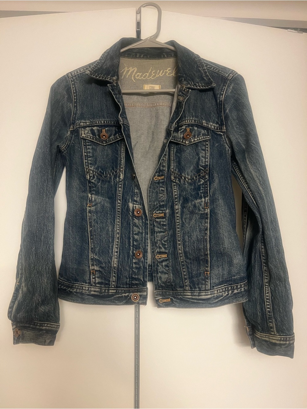 Madewell Distressed Dark Blue Denim Jacket